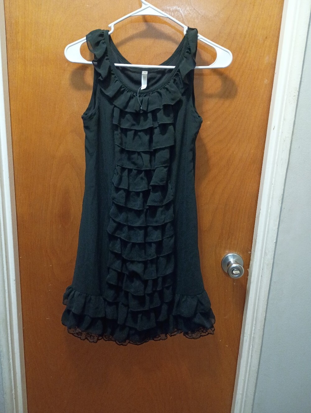 Xhilaration Black Ruffle Front Sleeveless Girls Dress